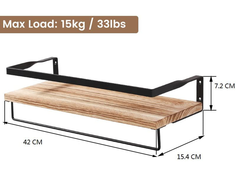 Williston Set Of 2 Rustic Wooden Shelves Decorative Wall Shelf